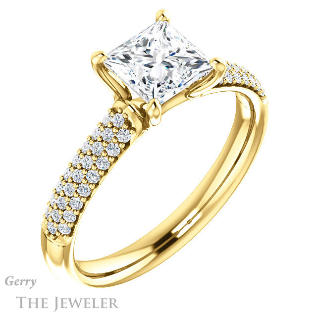 Princess Cut Forever One Moissanite Engagement Ring #GTJ975-square-fo-y