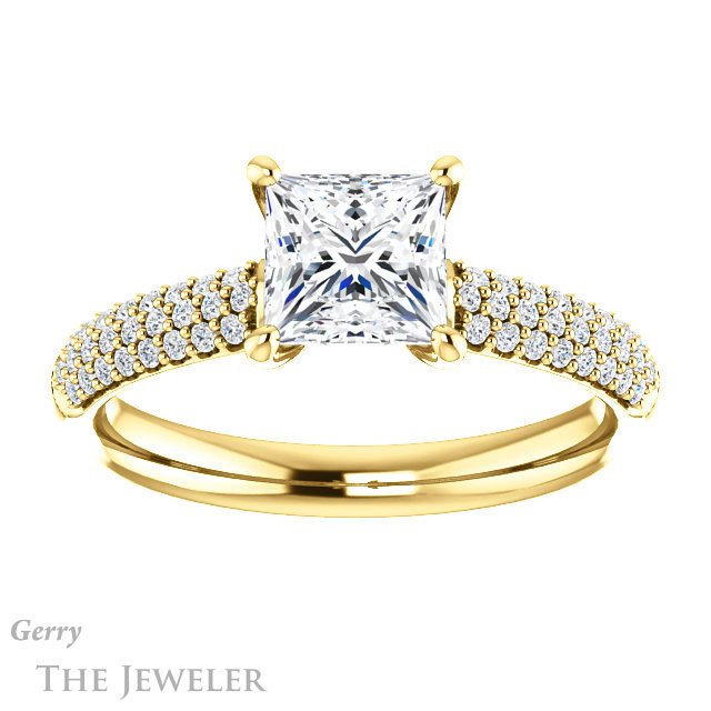 Princess Cut Forever One Moissanite Engagement Ring #GTJ975-square-fo-y