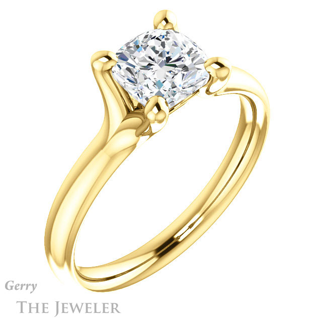 Cushion Cut Forever One Moissanite Engagement Ring #GTJ976-cushion-fo-y 4 Cushion Cut Forever One Moissanite Engagement Ring #GTJ976-cushion-fo-y