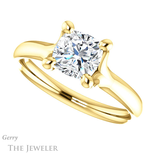 Cushion Cut Forever One Moissanite Engagement Ring #GTJ976-cushion-fo-y 5 Cushion Cut Forever One Moissanite Engagement Ring #GTJ976-cushion-fo-y
