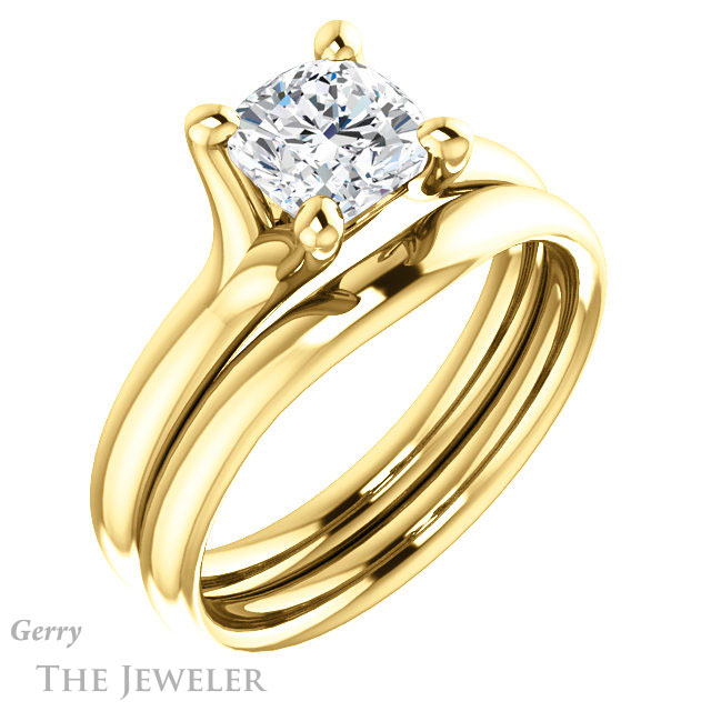 Cushion Cut Forever One Moissanite Engagement Ring #GTJ976-cushion-fo-y 6 Cushion Cut Forever One Moissanite Engagement Ring #GTJ976-cushion-fo-y
