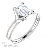 Emerald Cut Forever Brilliant Moissanite Engagement Ring #GTJ976-emerald-fb-w