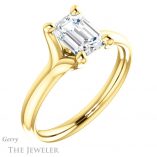 Emerald Cut Forever One Moissanite Engagement Ring #GTJ976-emerald-fb-y 4 Emerald Cut Forever Brilliant Moissanite Engagement Ring #GTJ976-emerald-fb-y