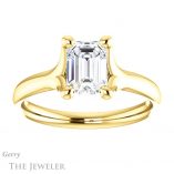 Emerald Cut Forever One Moissanite Engagement Ring #GTJ976-emerald-fb-y 1 Emerald Cut Forever Brilliant Moissanite Engagement Ring #GTJ976-emerald-fb-y