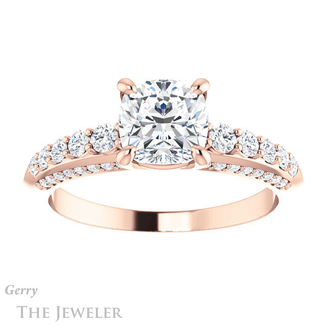 Cushion Cut Forever One Moissanite Engagement Ring #GTJ977-cushion-fo-r
