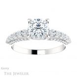 Cushion Cut Forever One Moissanite Engagement Ring #GTJ977-cushion-fo-w 1 Cushion Cut Forever One Moissanite Engagement Ring #GTJ977-cushion-fo-w