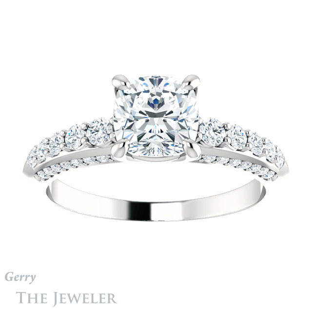 Cushion Cut Forever One Moissanite Engagement Ring #GTJ977-cushion-fo-w