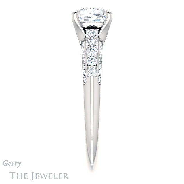 Cushion Cut Forever One Moissanite Engagement Ring #GTJ977-cushion-fo-w 3 Cushion Cut Forever One Moissanite Engagement Ring #GTJ977-cushion-fo-w