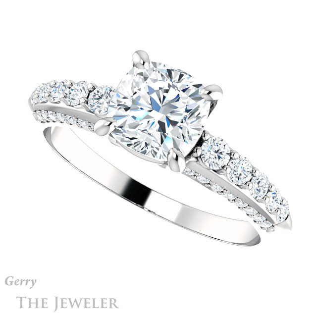Cushion Cut Forever One Moissanite Engagement Ring #GTJ977-cushion-fo-w 5 Cushion Cut Forever One Moissanite Engagement Ring #GTJ977-cushion-fo-w