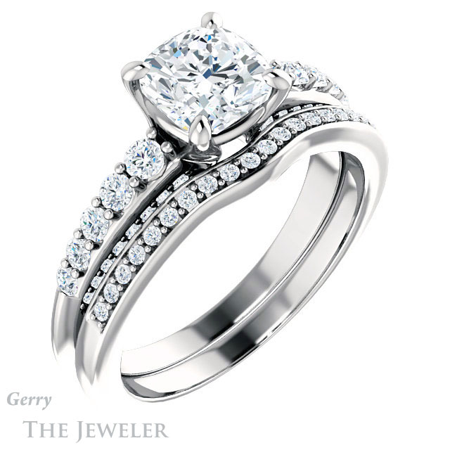 Cushion Cut Forever One Moissanite Engagement Ring #GTJ977-cushion-fo-w 6 Cushion Cut Forever One Moissanite Engagement Ring #GTJ977-cushion-fo-w