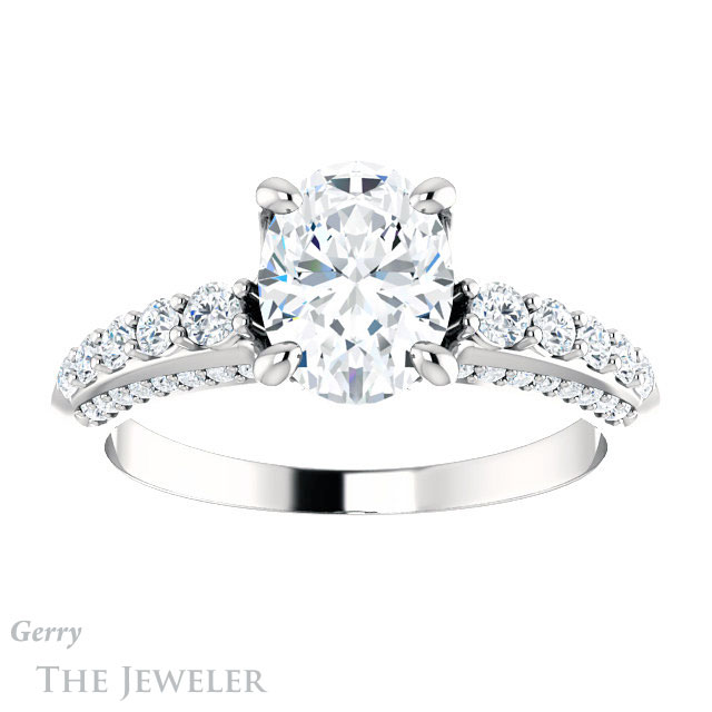 Oval Shaped Forever One Moissanite Engagement Ring #GTJ977-oval-fo-w