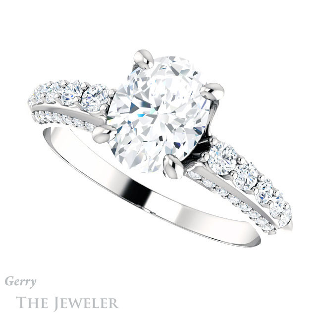 Oval Shaped Forever One Moissanite Engagement Ring #GTJ977-oval-fo-w
