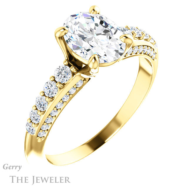 Oval Shaped Forever One Moissanite Engagement Ring #GTJ977-oval-fo-y