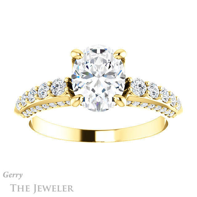 Oval Shaped Forever One Moissanite Engagement Ring #GTJ977-oval-fo-y