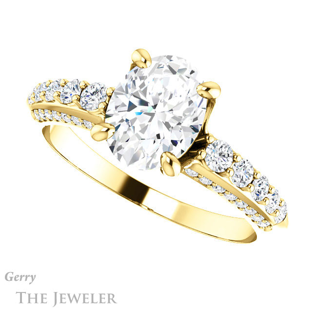 Oval Shaped Forever One Moissanite Engagement Ring #GTJ977-oval-fo-y