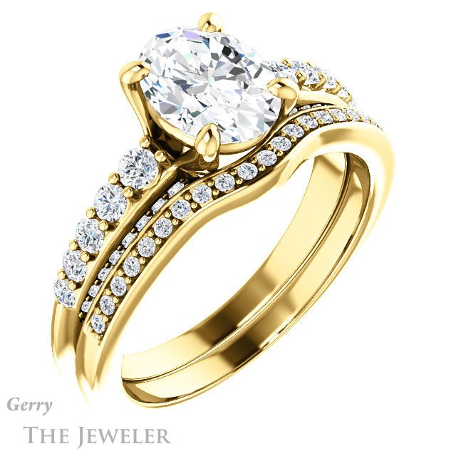 Oval Shaped Forever One Moissanite Engagement Ring #GTJ977-oval-fo-y