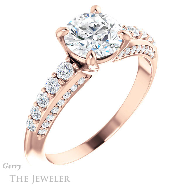 Round Cut Forever One Moissanite Engagement Ring #GTJ977-round-fo-r