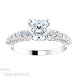 Round Cut Forever One Moissanite Engagement Ring #GTJ977-round-fo-w