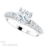 Round Cut Forever One Moissanite Engagement Ring #GTJ977-round-fo-w