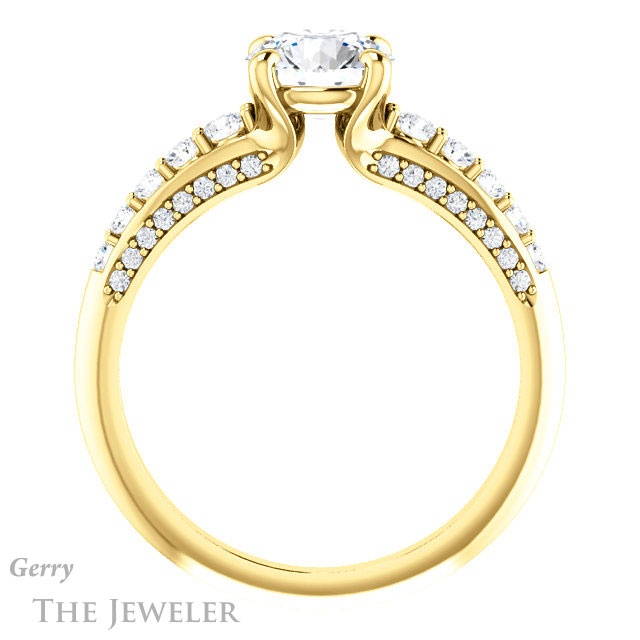Round Cut Forever One Moissanite Engagement Ring #GTJ977-round-fo-y
