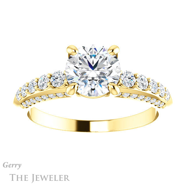 Round Cut Forever One Moissanite Engagement Ring #GTJ977-round-fo-y