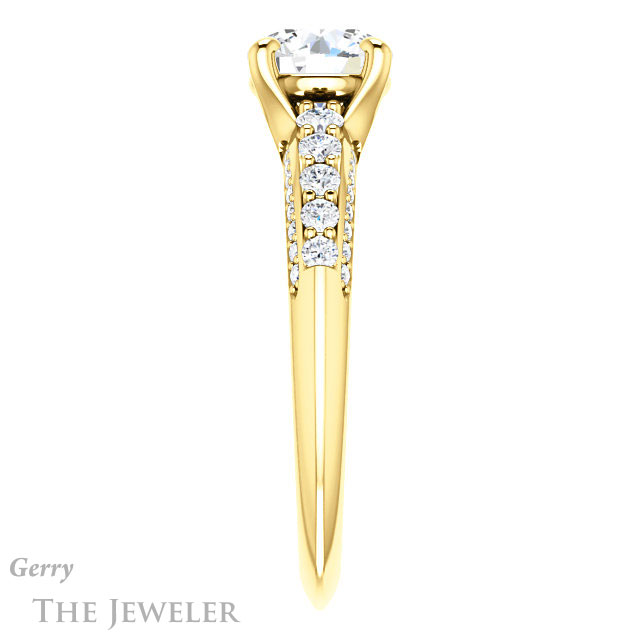 Round Cut Forever One Moissanite Engagement Ring #GTJ977-round-fo-y