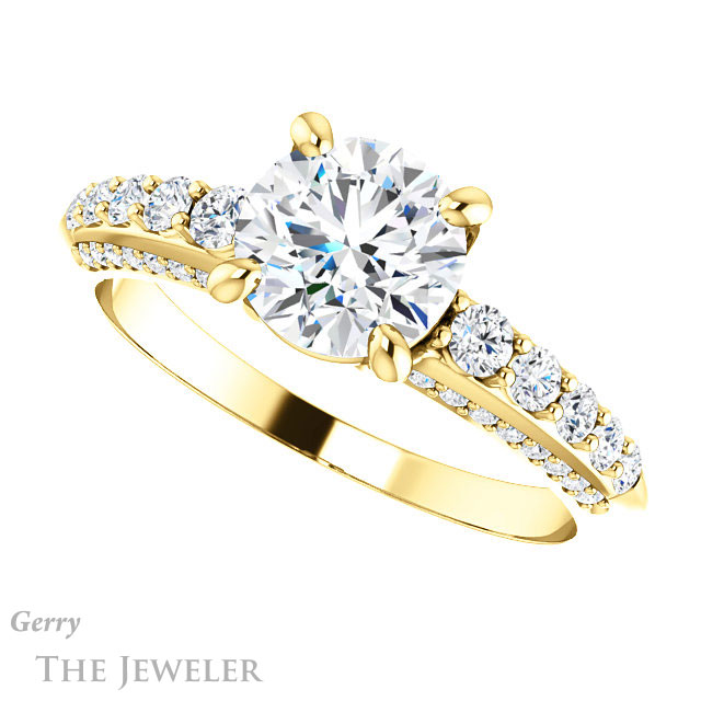 Round Cut Forever One Moissanite Engagement Ring #GTJ977-round-fo-y
