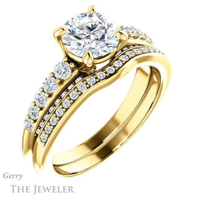 Round Cut Forever One Moissanite Engagement Ring #GTJ977-round-fo-y