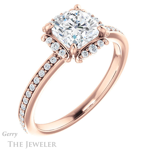 Cushion Cut Forever One Moissanite Engagement Ring #GTJ978-cushion-fo-r 4 Cushion Cut Forever One Moissanite Engagement Ring #GTJ978-cushion-fo-r