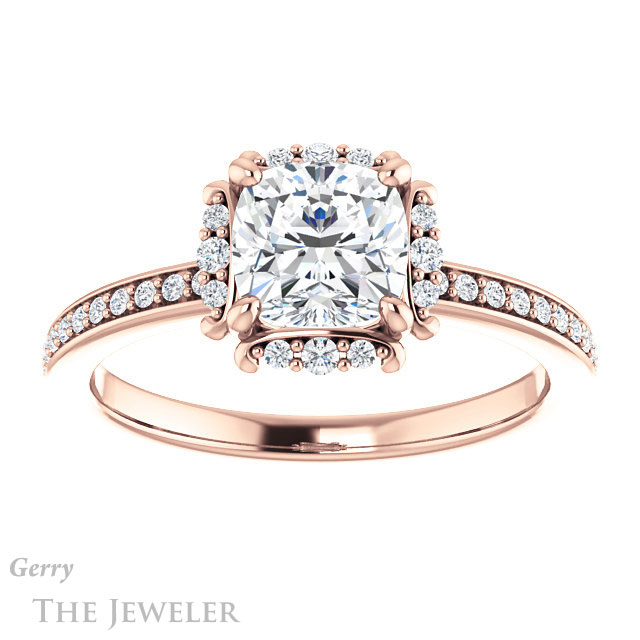 Cushion Cut Forever One Moissanite Engagement Ring #GTJ978-cushion-fo-r