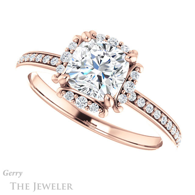 Cushion Cut Forever One Moissanite Engagement Ring #GTJ978-cushion-fo-r 5 Cushion Cut Forever One Moissanite Engagement Ring #GTJ978-cushion-fo-r