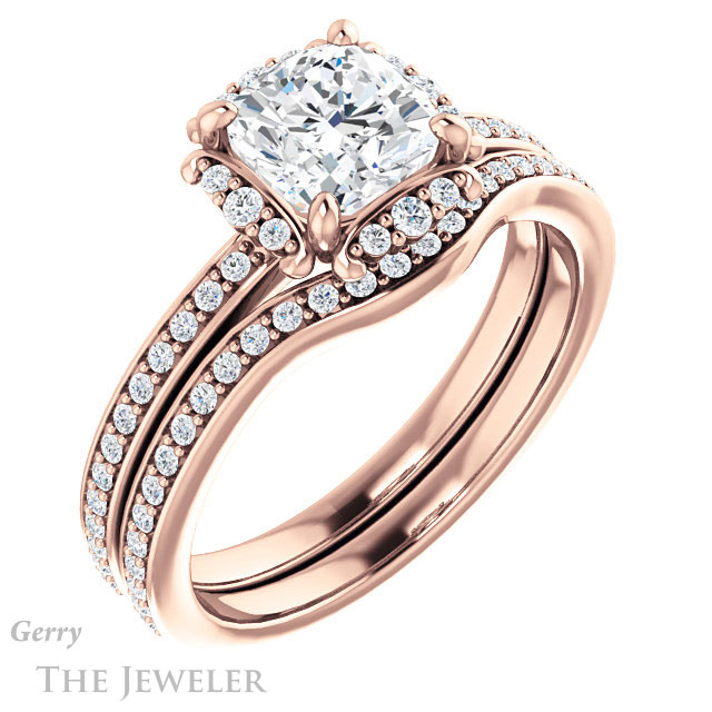 Cushion Cut Forever One Moissanite Engagement Ring #GTJ978-cushion-fo-r 6 Cushion Cut Forever One Moissanite Engagement Ring #GTJ978-cushion-fo-r