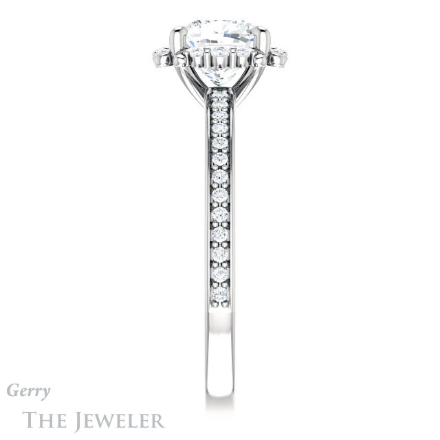 Cushion Cut Forever One Moissanite Engagement Ring #GTJ978-cushion-fo-w 3 Cushion Cut Forever One Moissanite Engagement Ring #GTJ978-cushion-fo-w
