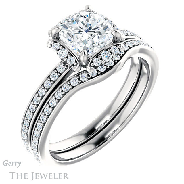 Cushion Cut Forever One Moissanite Engagement Ring #GTJ978-cushion-fo-w 6 Cushion Cut Forever One Moissanite Engagement Ring #GTJ978-cushion-fo-w