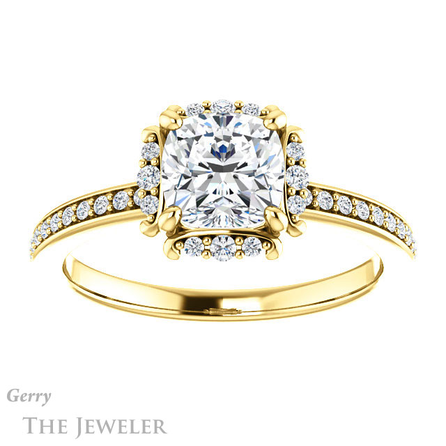 Cushion Cut Forever One Moissanite Engagement Ring #GTJ978-cushion-fo-y