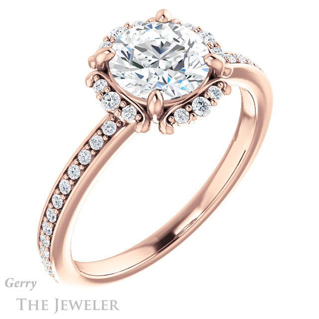 Round Cut Forever One Moissanite Engagement Ring #GTJ978-round-fo-r