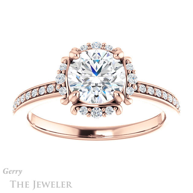 Round Cut Forever One Moissanite Engagement Ring #GTJ978-round-fo-r
