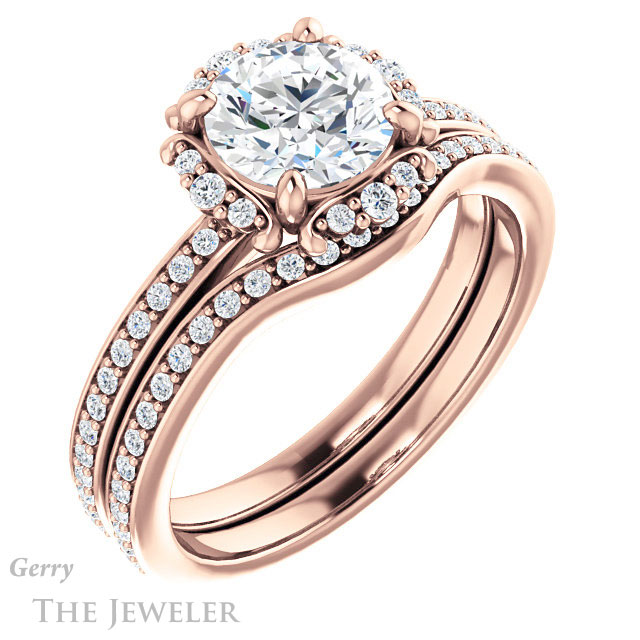 Round Cut Forever One Moissanite Engagement Ring #GTJ978-round-fo-r