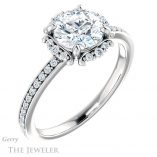 Round Cut Forever One Moissanite Engagement Ring #GTJ978-round-fo-w 4 Round Cut Forever One Moissanite Engagement Ring #GTJ978-round-fo-w