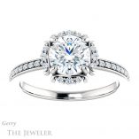 Round Cut Forever One Moissanite Engagement Ring #GTJ978-round-fo-w 1 Round Cut Forever One Moissanite Engagement Ring #GTJ978-round-fo-w