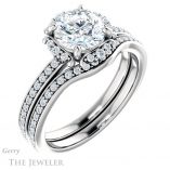 Round Cut Forever One Moissanite Engagement Ring #GTJ978-round-fo-w 6 Round Cut Forever One Moissanite Engagement Ring #GTJ978-round-fo-w
