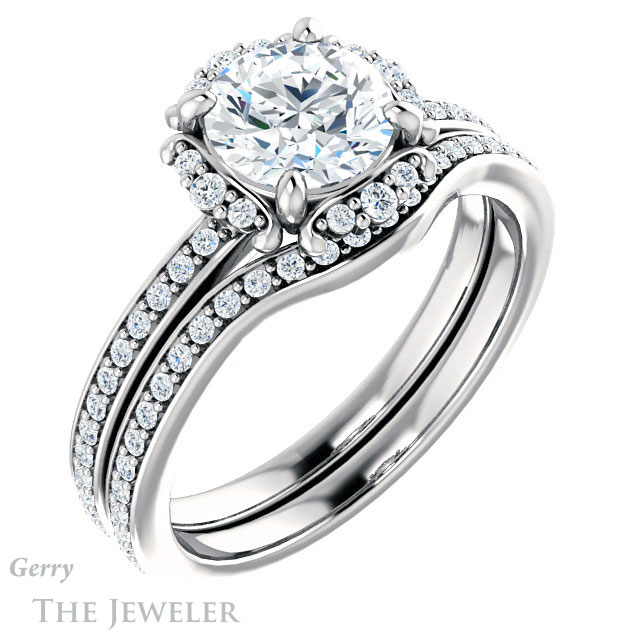 Round Cut Forever One Moissanite Engagement Ring #GTJ978-round-fo-w 6 Round Cut Forever One Moissanite Engagement Ring #GTJ978-round-fo-w
