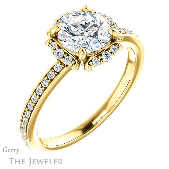 Round Cut Forever One Moissanite Engagement Ring #GTJ978-round-fo-y 4 Round Cut Forever One Moissanite Engagement Ring #GTJ978-round-fo-y