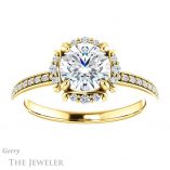 Round Cut Forever One Moissanite Engagement Ring #GTJ978-round-fo-y 1 Round Cut Forever One Moissanite Engagement Ring #GTJ978-round-fo-y