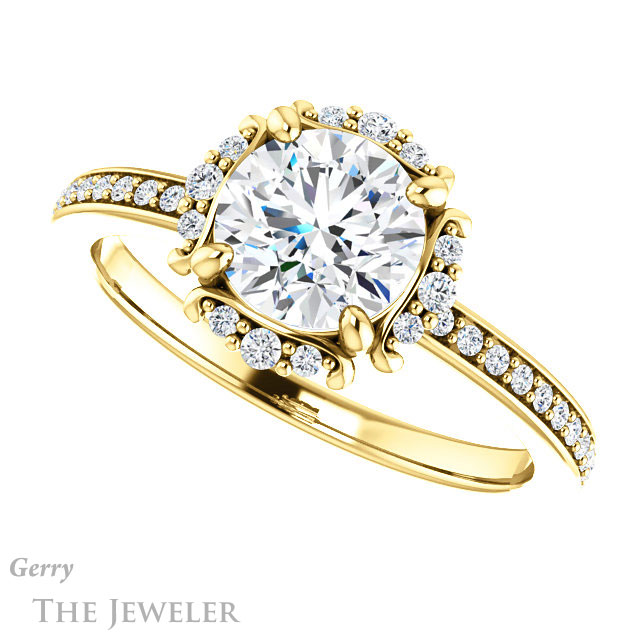 Round Cut Forever One Moissanite Engagement Ring #GTJ978-round-fo-y 5 Round Cut Forever One Moissanite Engagement Ring #GTJ978-round-fo-y