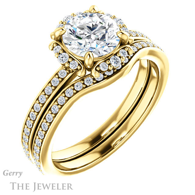 Round Cut Forever One Moissanite Engagement Ring #GTJ978-round-fo-y 6 Round Cut Forever One Moissanite Engagement Ring #GTJ978-round-fo-y
