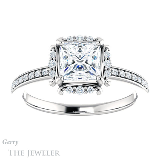 Princess Cut Forever One Moissanite Engagement Ring #GTJ978-square-fo-w