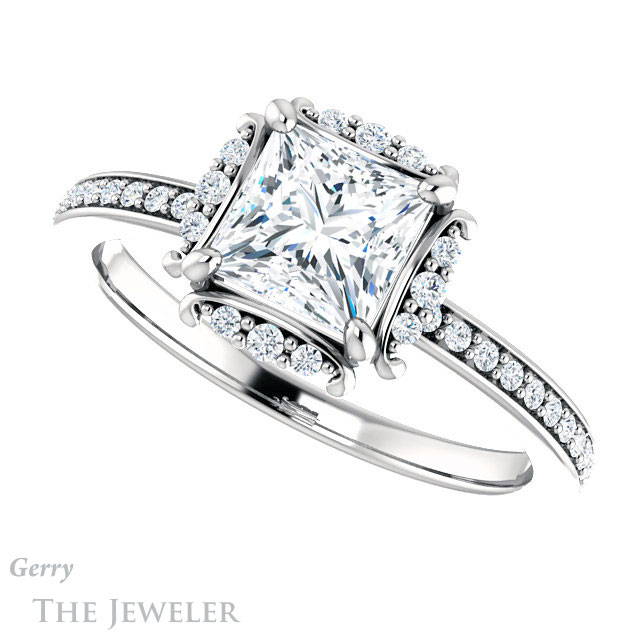 Princess Cut Forever One Moissanite Engagement Ring #GTJ978-square-fo-w 5 Princess Cut Forever One Moissanite Engagement Ring #GTJ978-square-fo-w