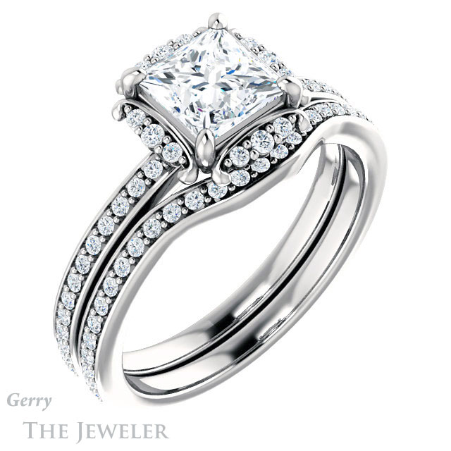 Princess Cut Forever One Moissanite Engagement Ring #GTJ978-square-fo-w 6 Princess Cut Forever One Moissanite Engagement Ring #GTJ978-square-fo-w