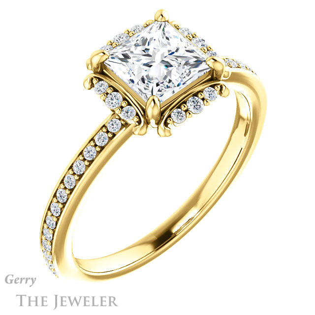 Princess Cut Forever One Moissanite Engagement Ring #GTJ978-square-fo-y 4 Princess Cut Forever One Moissanite Engagement Ring #GTJ978-square-fo-y